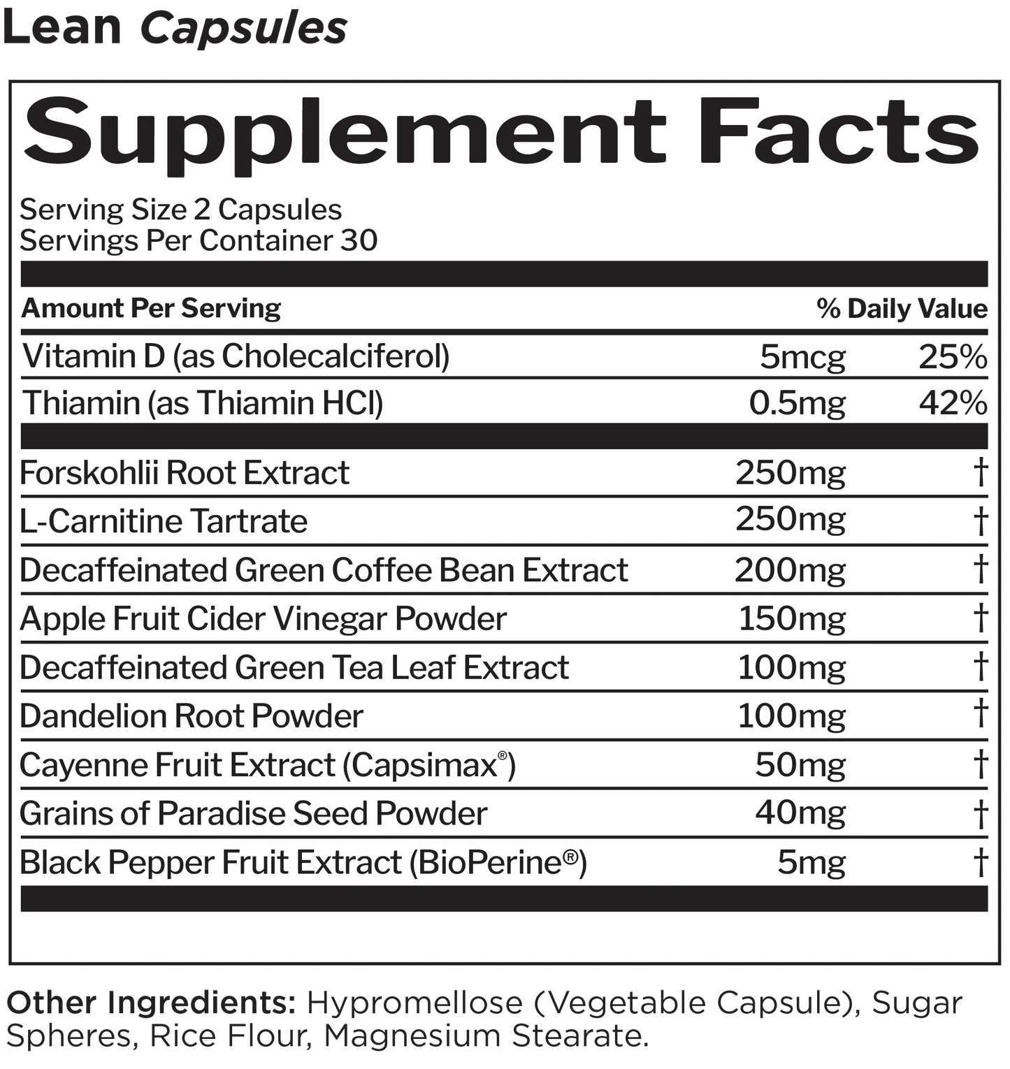 Lean Non-Stim Weight Management 30 Capsules